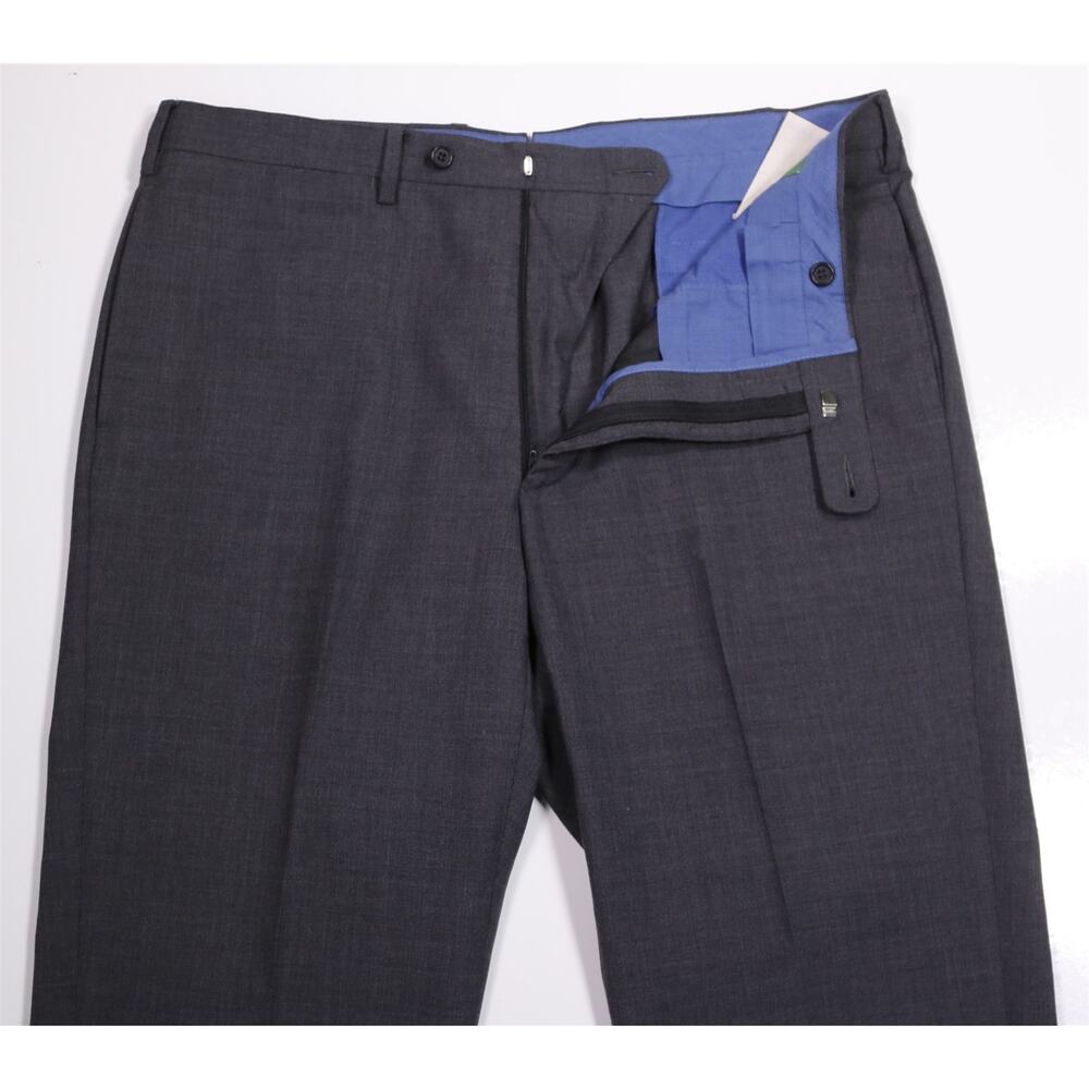 Sid Mashburn Solid Gray Flat Front Wool Dress Pan… - image 5